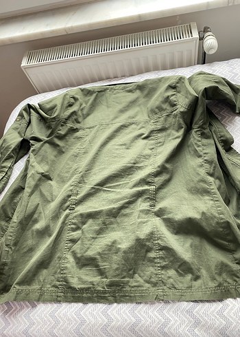 Kadın Haki Düğmeli Midi Ceket - Görsel 3