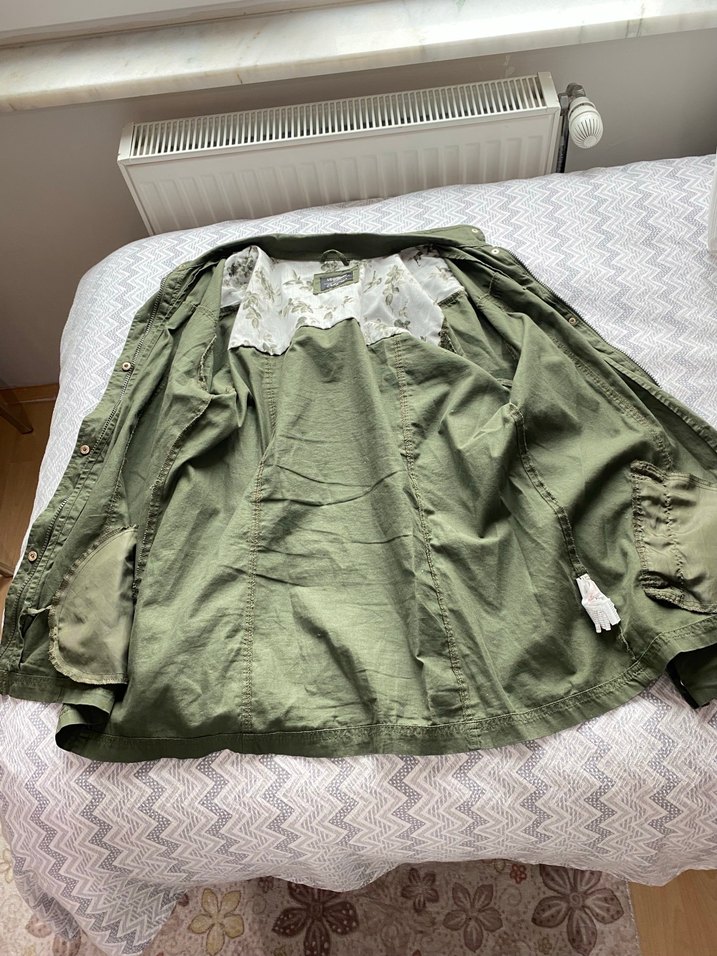 Kadın Haki Düğmeli Midi Ceket - Görsel 2