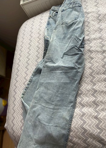 Kadın Mavi Geniş Paça Midi Denim Jean - Görsel 3