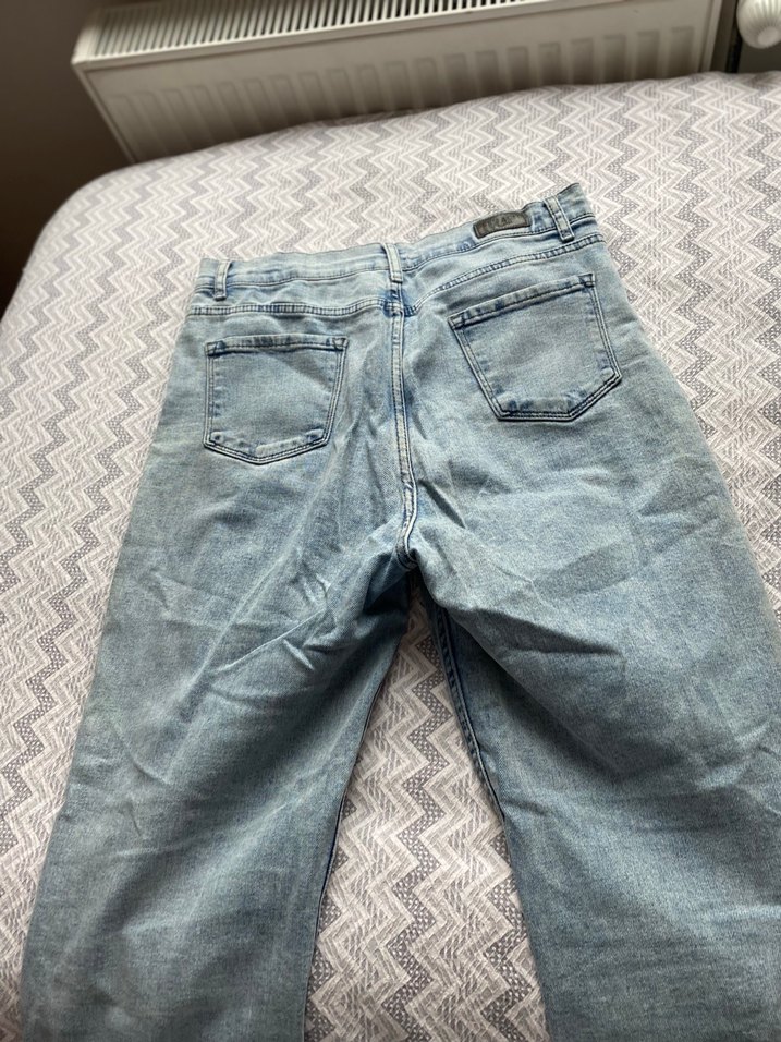 Kadın Mavi Geniş Paça Midi Denim Jean - Görsel 5