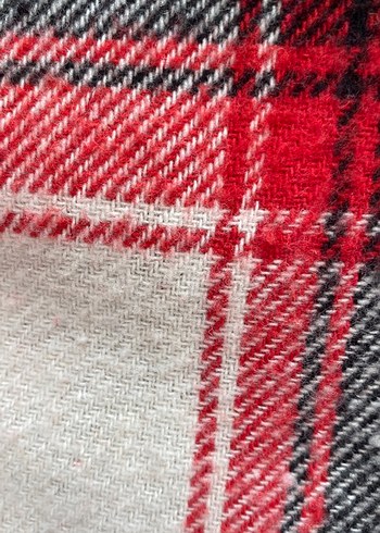 Kadın Kırmızı Gri Kareli Pamuklu Gömlek - Görsel 5