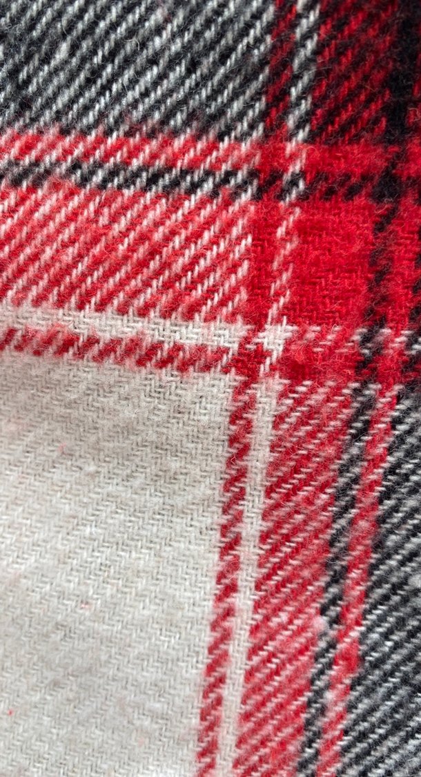 Kadın Kırmızı Gri Kareli Pamuklu Gömlek - Görsel 5