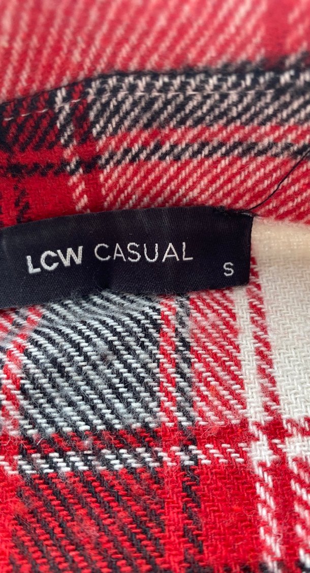 Kadın Kırmızı Gri Kareli Pamuklu Gömlek - Görsel 3