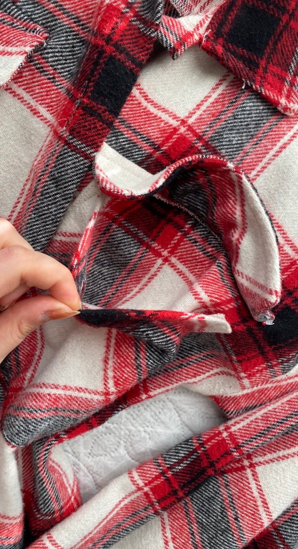 Kadın Kırmızı Gri Kareli Pamuklu Gömlek - Görsel 4