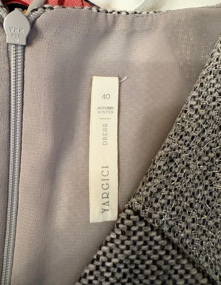 Yargıcı Taş Rengi Simli Elbise - Görsel 2