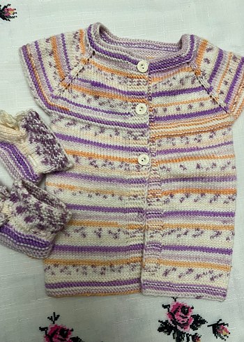 Kız Çocuk Çok Renkli Örgü Yelek - Görsel 2