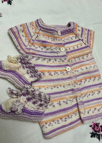 Kız Çocuk Çok Renkli Örgü Yelek - Görsel 3