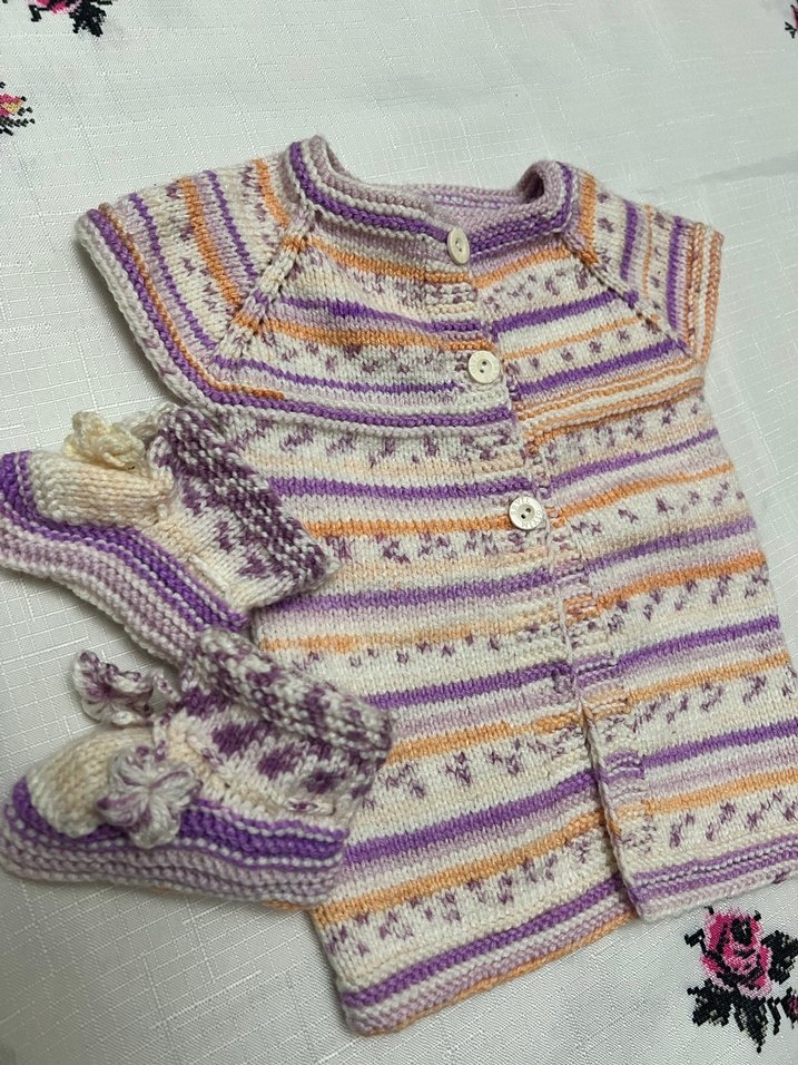 Kız Çocuk Çok Renkli Örgü Yelek - Görsel 3