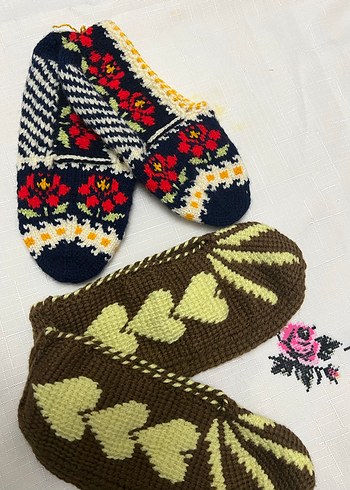 Nakışlı Örgü Kadın Terlikleri - Görsel 9