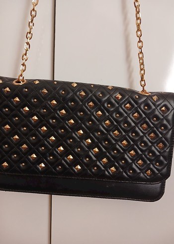 Diğer Siyah Zincir Detaylı Punk Deri Çanta