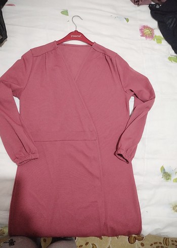 Pembe Uzun Kollu Salaş Kadın Elbise - Görsel 8