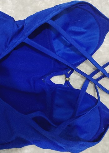 Mavi İnce Askılı Kadın Mayo - Görsel 3