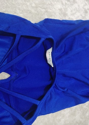 Mavi İnce Askılı Kadın Mayo - Görsel 5