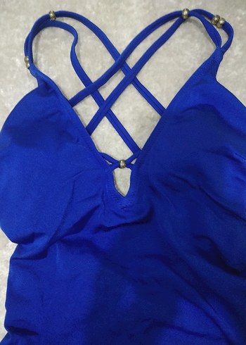 Mavi İnce Askılı Kadın Mayo - Görsel 2