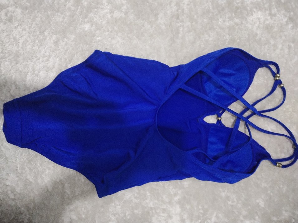 Mavi İnce Askılı Kadın Mayo - Görsel 4