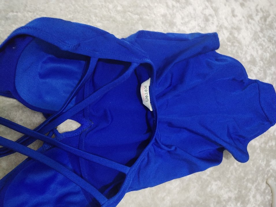 Mavi İnce Askılı Kadın Mayo - Görsel 5