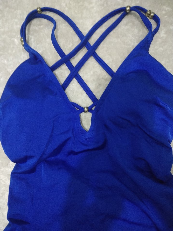 Mavi İnce Askılı Kadın Mayo - Görsel 2