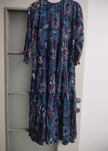 Uzun Kollu Çok Renkli Bohem Elbise - Görsel 3