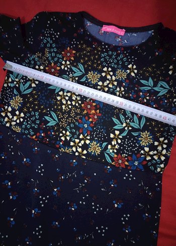 Uzun Kollu taban rengi Lacivert ve Çok Renkli Bohem Elbise - Görsel 5