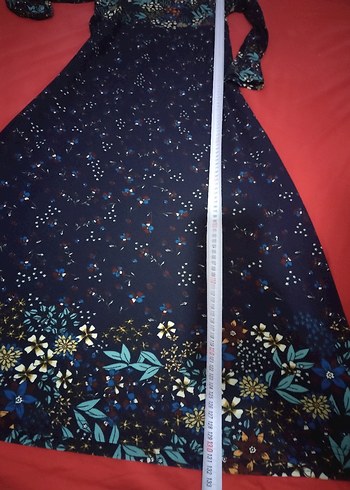 Uzun Kollu taban rengi Lacivert ve Çok Renkli Bohem Elbise - Görsel 10