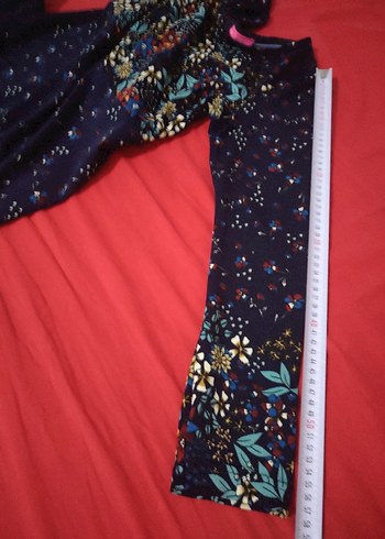 Uzun Kollu taban rengi Lacivert ve Çok Renkli Bohem Elbise - Görsel 8