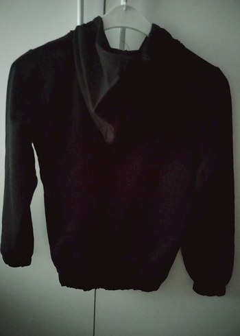 Siyah Kapüşonlu Fermuarlı Sweatshirt - Görsel 4