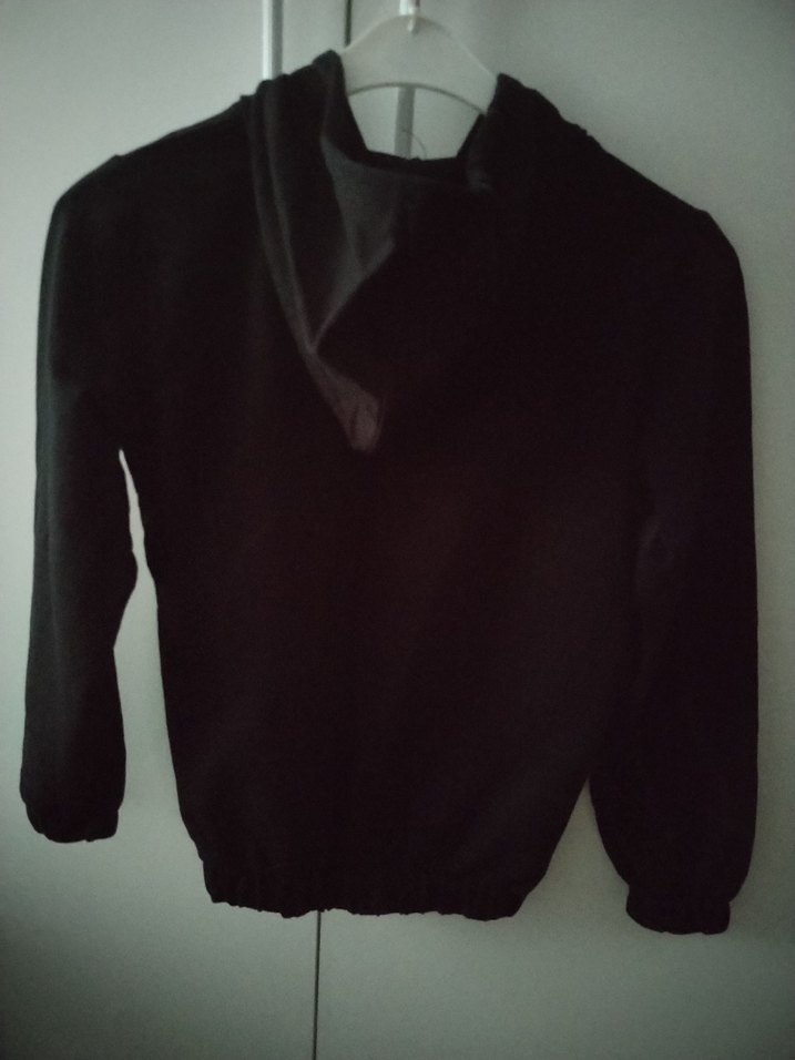 Siyah Kapüşonlu Fermuarlı Sweatshirt - Görsel 4