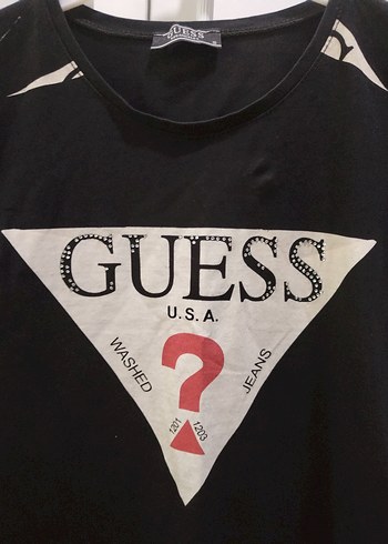 Siyah Guess Baskılı Kısa Kollu Tişört - Görsel 4