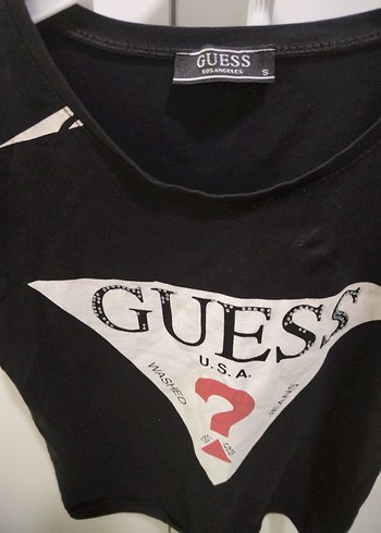 Siyah Guess Baskılı Kısa Kollu Tişört - Görsel 2