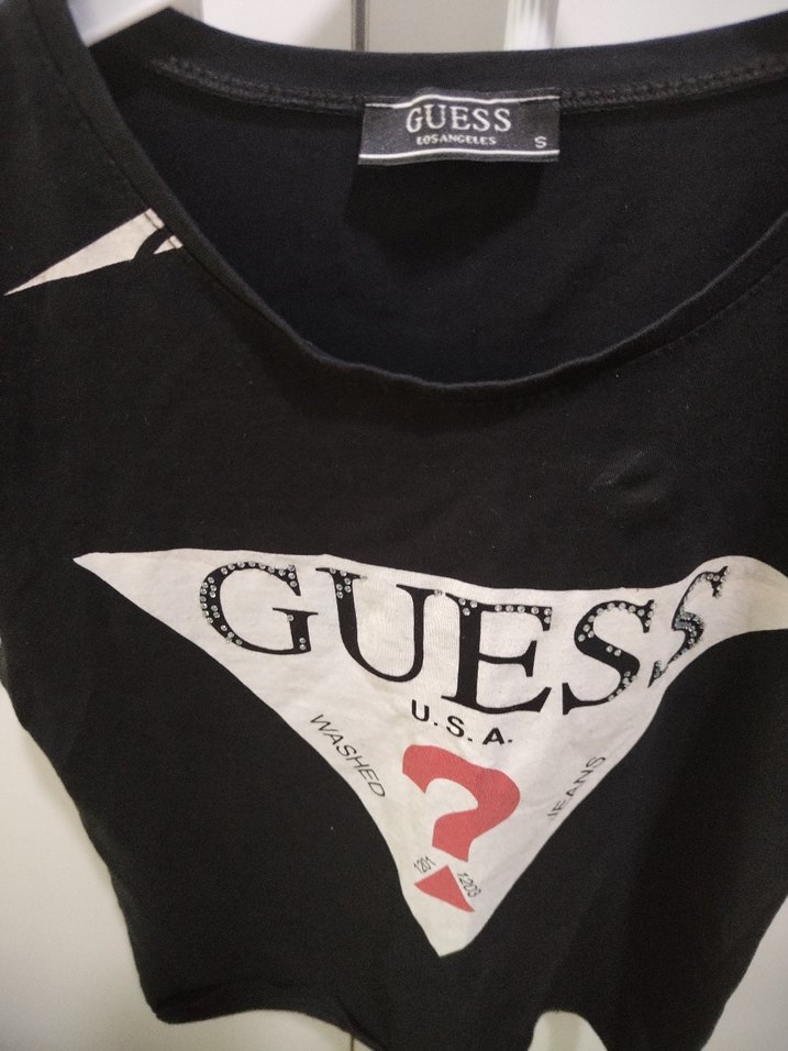 Siyah Guess Baskılı Kısa Kollu Tişört - Görsel 2