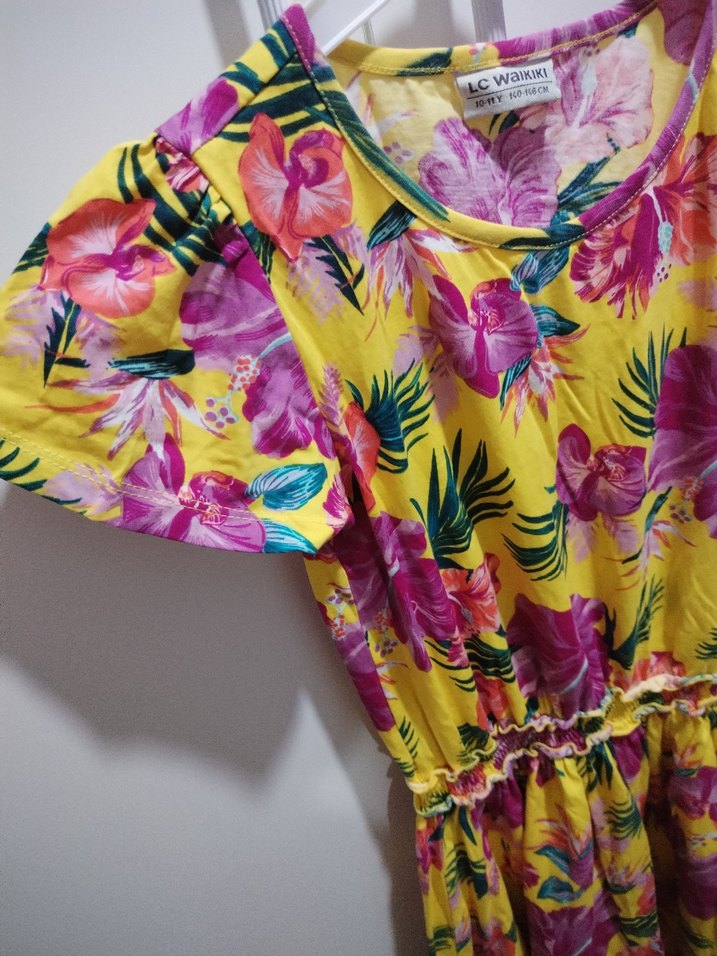 Sarı Çiçekli Bohem Kız Elbisesi - Görsel 3