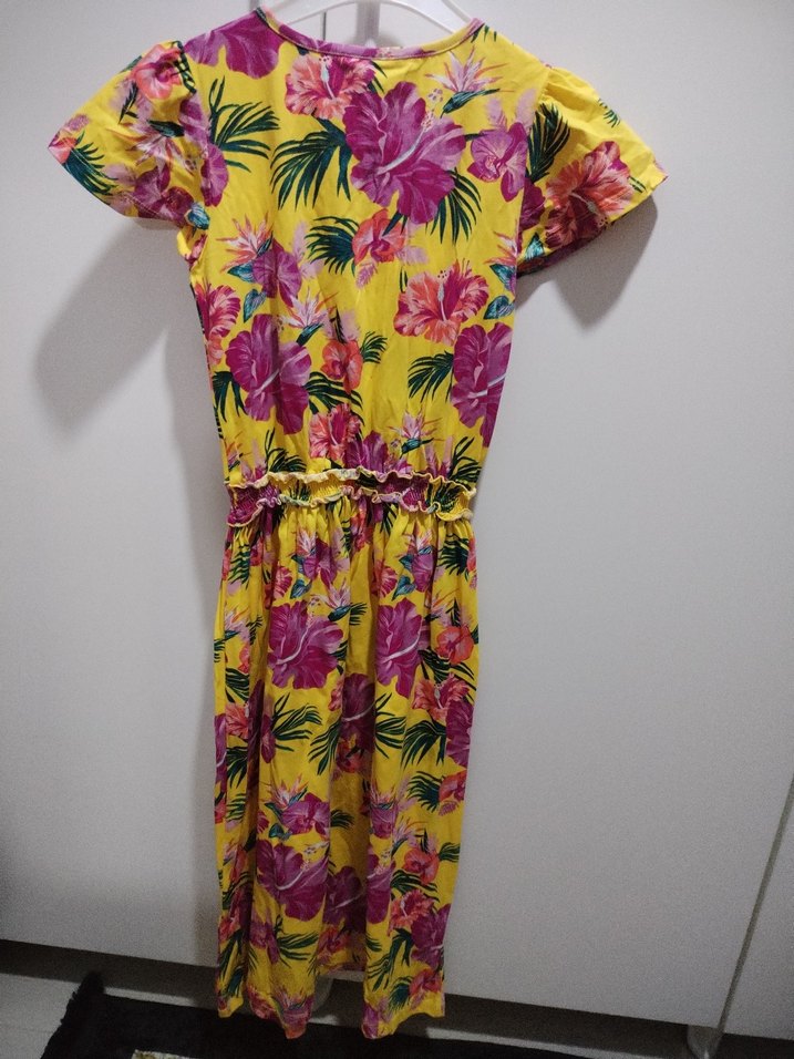 Sarı Çiçekli Bohem Kız Elbisesi - Görsel 5