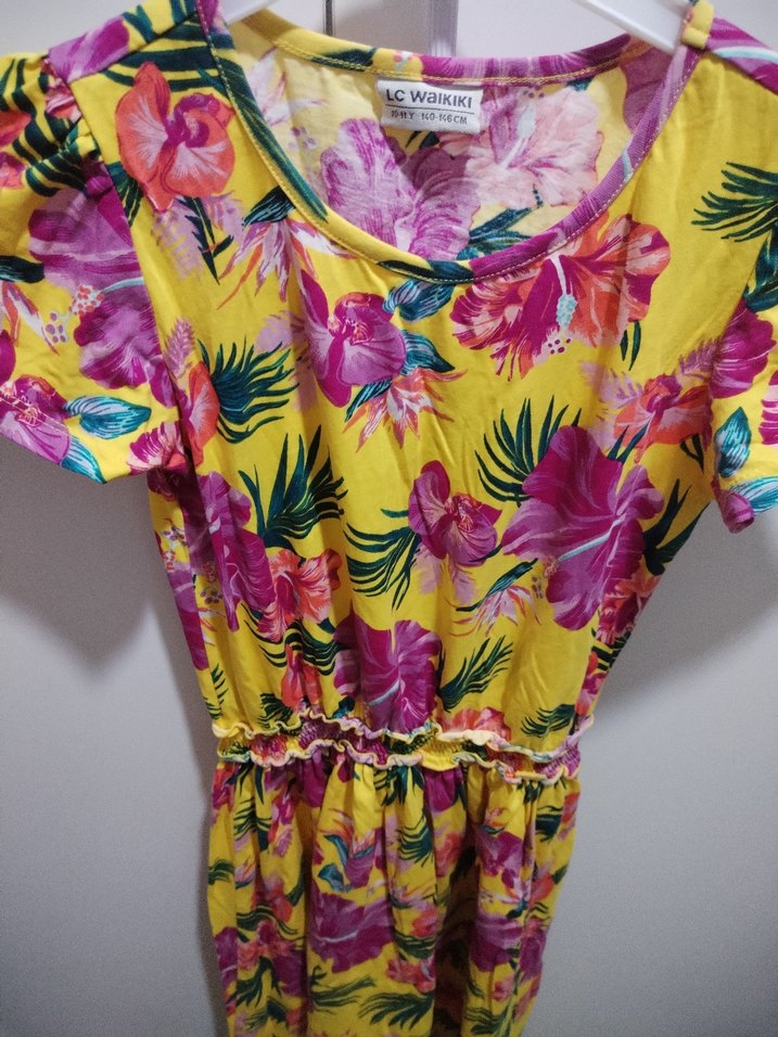 Sarı Çiçekli Bohem Kız Elbisesi - Görsel 2