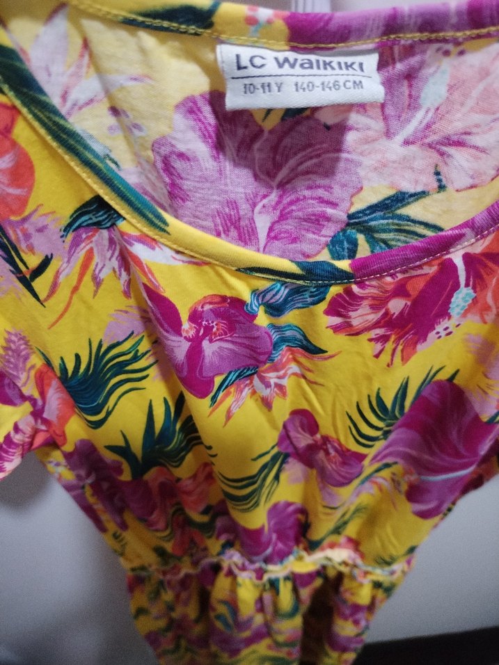 Sarı Çiçekli Bohem Kız Elbisesi - Görsel 4