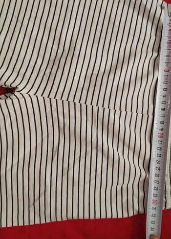 Çizgili Beyaz Mini Şort - Görsel 3