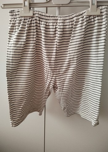 Çizgili Beyaz Mini Şort - Görsel 2