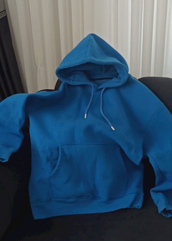 Erkek Kapüşonlu Mavi Sweatshirt