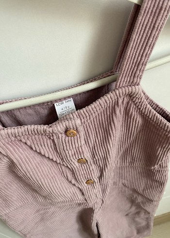 Kız Çocuk Düğmeli Keten Pembe Askılı Tulum - Görsel 2