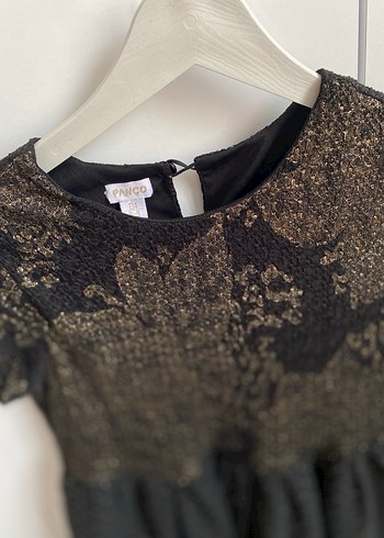 Kız Çocuk Siyah Dantel Desenli Elbise - Görsel 4