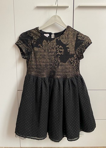 Kız Çocuk Siyah Dantel Desenli Elbise - Görsel 2