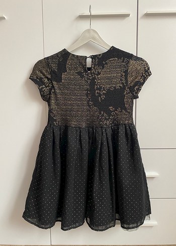 Kız Çocuk Siyah Dantel Desenli Elbise - Görsel 3