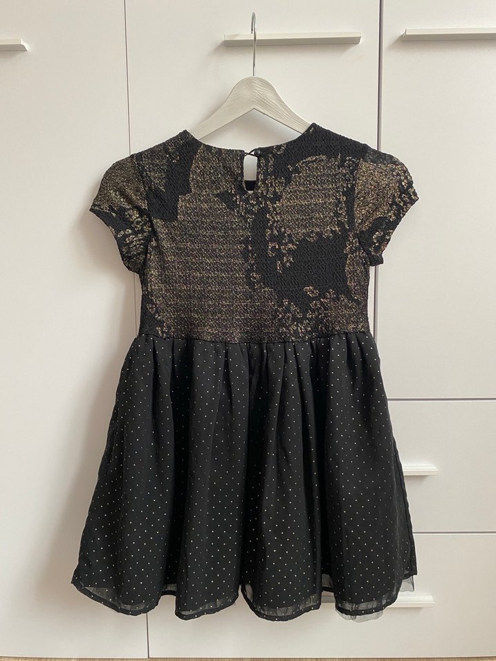 Kız Çocuk Siyah Dantel Desenli Elbise - Görsel 3
