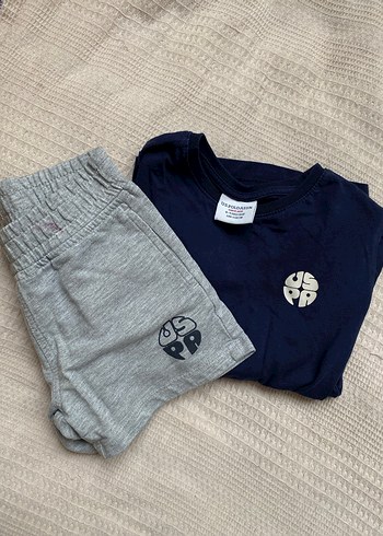 Gri Baskılı Erkek Bebek Şortlu Tişört Takımı - Görsel 6