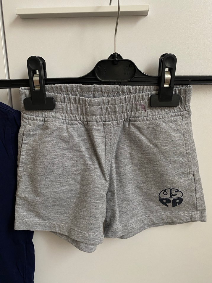 Gri Baskılı Erkek Bebek Şortlu Tişört Takımı - Görsel 3