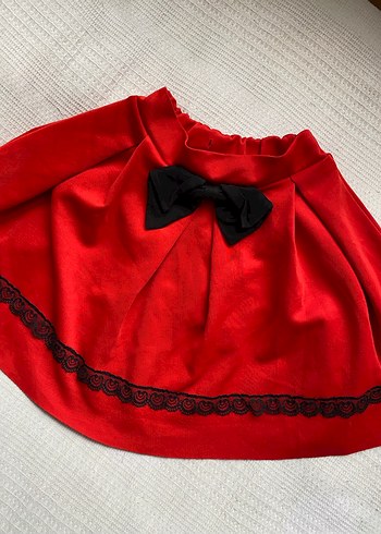 Kız Çocuk Kırmızı Fırfırlı Nakışlı Etek - Görsel 2