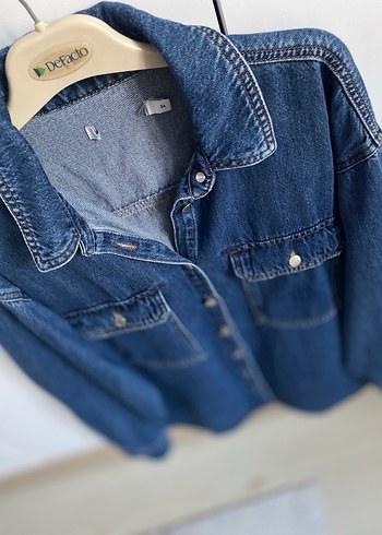 Düğmeli Mavi Kadın Denim Ceket - Görsel 2