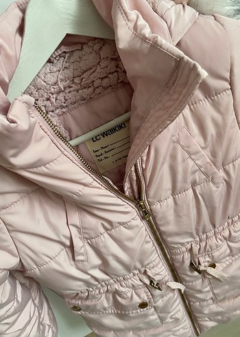 Kız Çocuk Pudra Kürklü Kapüşonlu Mont - Görsel 2