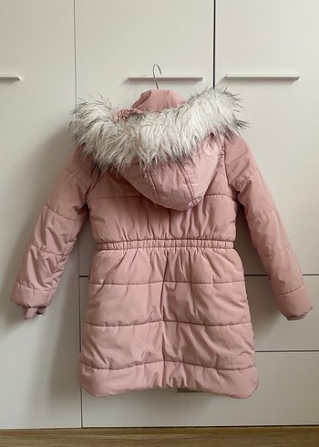 Kız Çocuk Pudra Kürklü Kapüşonlu Mont - Görsel 3