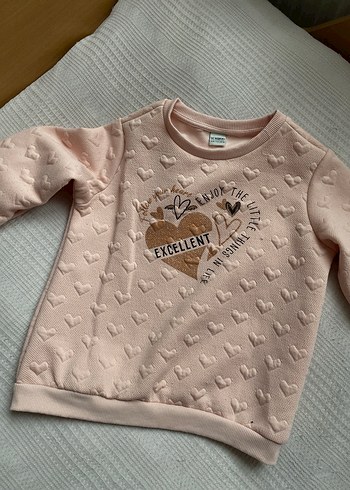 Kız Çocuk Pembe Nakışlı Sweatshirt - Görsel 4