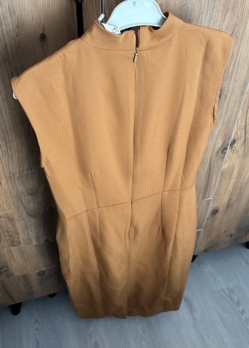 Bej Drapeli Midi Kadın Elbise - Görsel 5